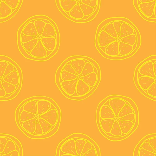 Hand Drawn Lemon Vector Illustration Seamless Pattern — 图库矢量图片