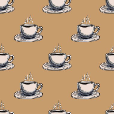 Cup of coffee vector illustration seamless pattern