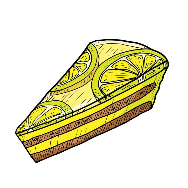 Lemon Cake Vector Illustration Isolated White Background — Vetor de Stock
