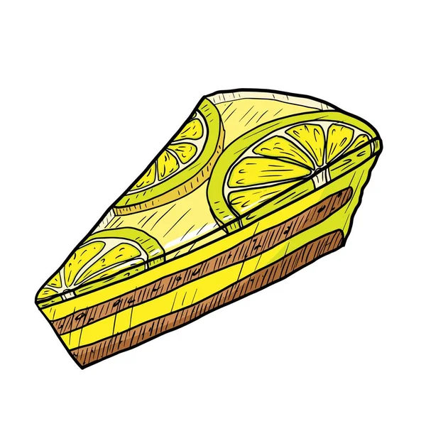 Лимонний Торт Векторні Ілюстрації Ізольовані Білому Фоні — стоковий вектор