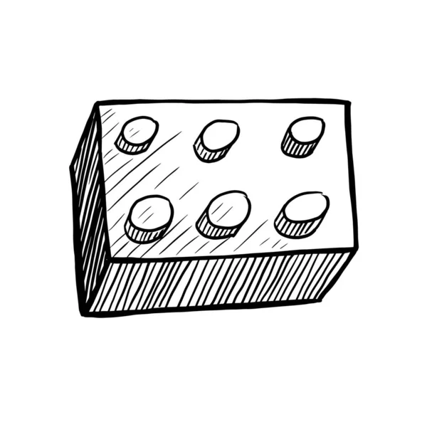 Plastic Block Doodle Vector Illustration Children Toy — Stock Vector