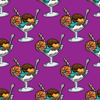 Dondurma cam bardak vektöründe kusursuz desen