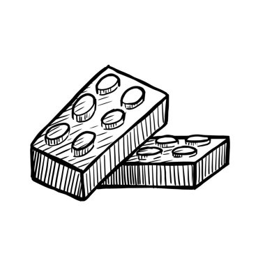 Beyaz arkaplanda izole edilmiş çocukların plastik blok vektör illüstrasyonu