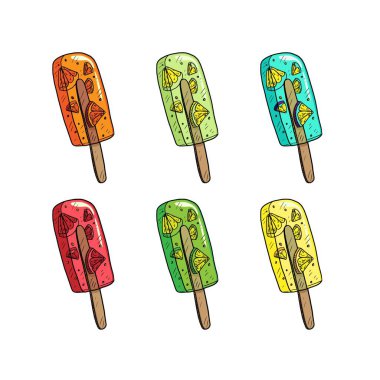 Beyaz arkaplanda izole edilmiş meyve buz vektörü çizimi