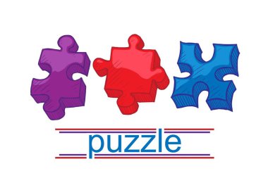 Beyaz arkaplanda yapboz vektör çizimi parçaları