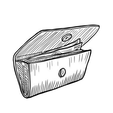 Beyaz arkaplanda cüzdan vektör illüstrasyonu