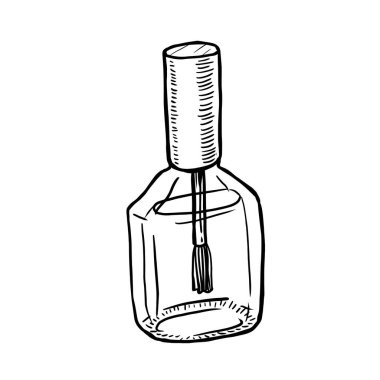 Beyaz arkaplanda tırnak cilası taslak vektör çizimi