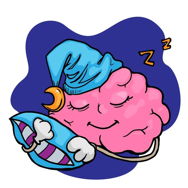 Beyaz Arkaplanda Uyuyan Beyin Karakteri Çizimi — Stok Vektör