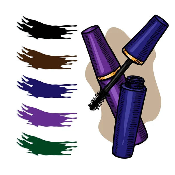 배경에 그려진 Mascara Color Pallete Vector Illustration — 스톡 벡터