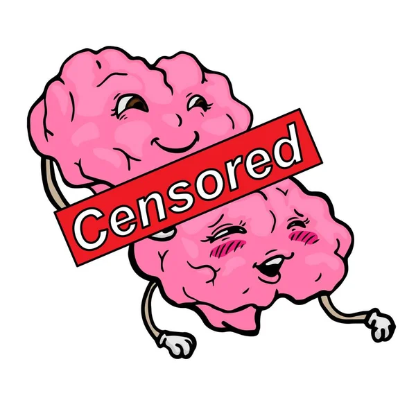 Censored Klistermärke Hjärnan Karaktär Vektor Illustration — Stock vektor