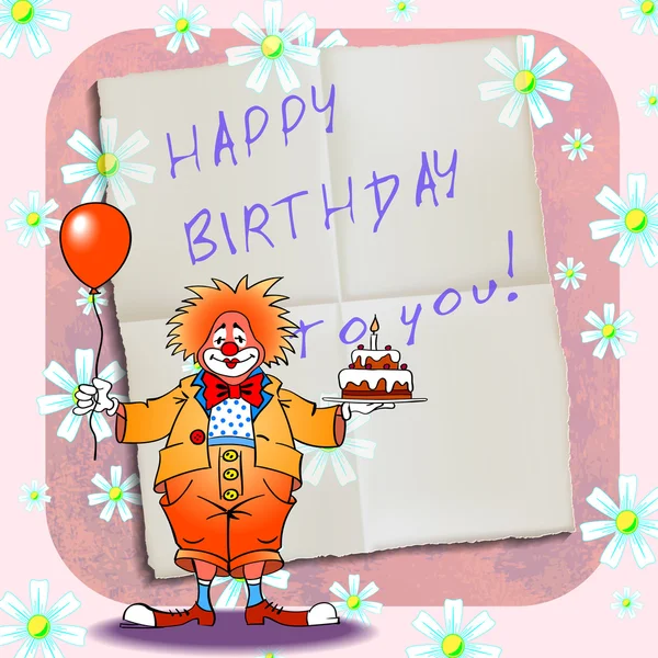 Joyeux anniversaire clown 01 — Image vectorielle