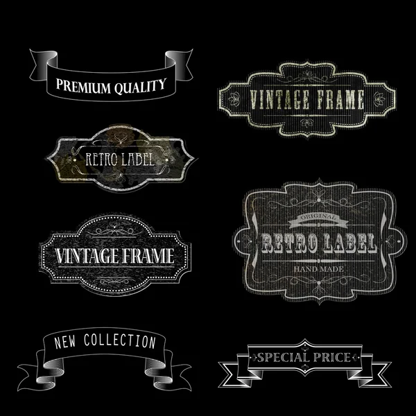 Retro Labels02black — Stock Vector