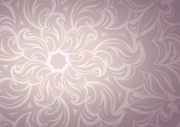 Papier Peint Dégradé Rose Floral Avec Fleurs Stylisées Motifs Feuillage — Image vectorielle
