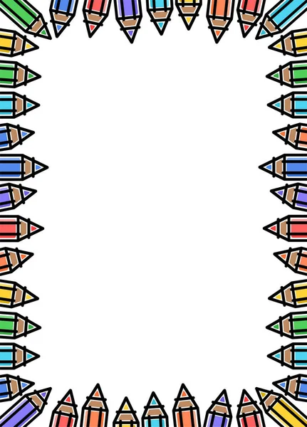 Cadre Avec Crayons Couleur Fond Pour Les Annonces Des Enfants Vecteurs De Stock Libres De Droits