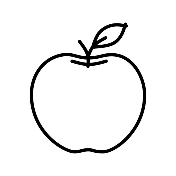 Μήλο Μόνο Μαύρο Περίγραμμα Απομονωμένη Μαύρη Εικόνα Λευκό Φόντο Εικονογράφηση — Διανυσματικό Αρχείο