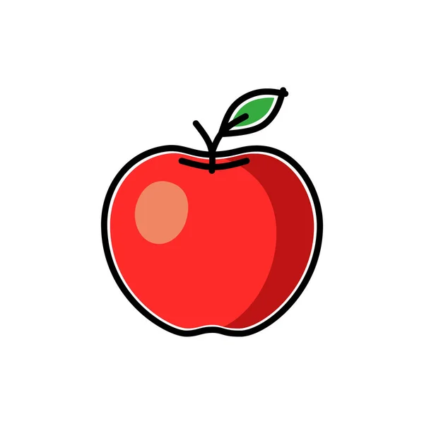 Manzana Roja Estilo Plano Infantil Ilustración Vectorial — Vector de stock