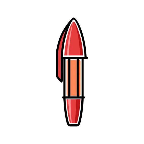 Ballpoint Red Pen Writing Color Isolated Illustration Black Outline White — Stockvektor