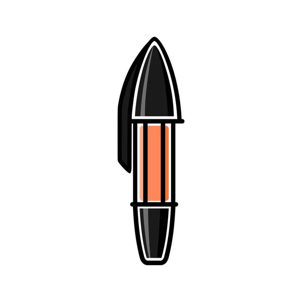 Ballpoint Black Pen Writing Color Isolated Illustration Black Outline White — Stockvektor