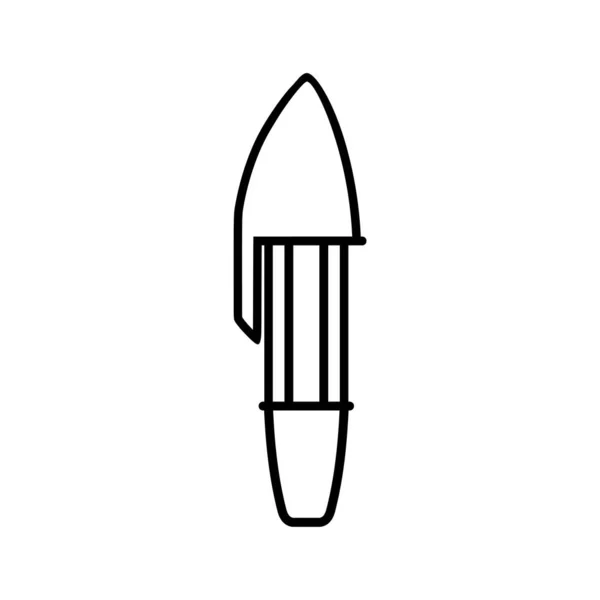 Stationery Ballpoint Pen Writing Isolated Illustration Black Outline White Background — Wektor stockowy