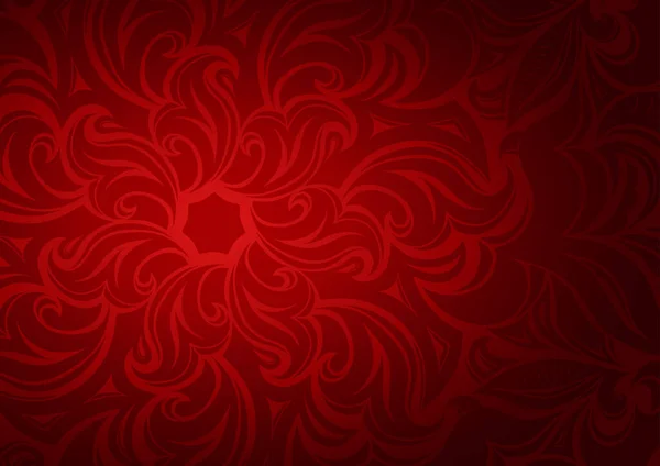 Papel Pintado Degradado Rojo Oscuro Floral Con Flores Estilizadas Patrones — Vector de stock