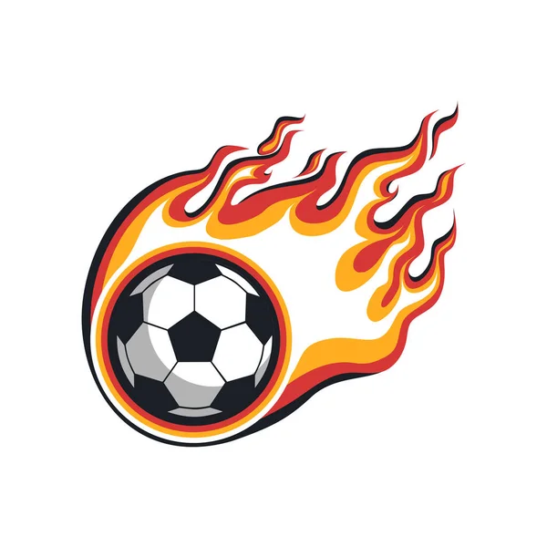 火のサッカーボール カラーベクトルイラスト — ストックベクタ