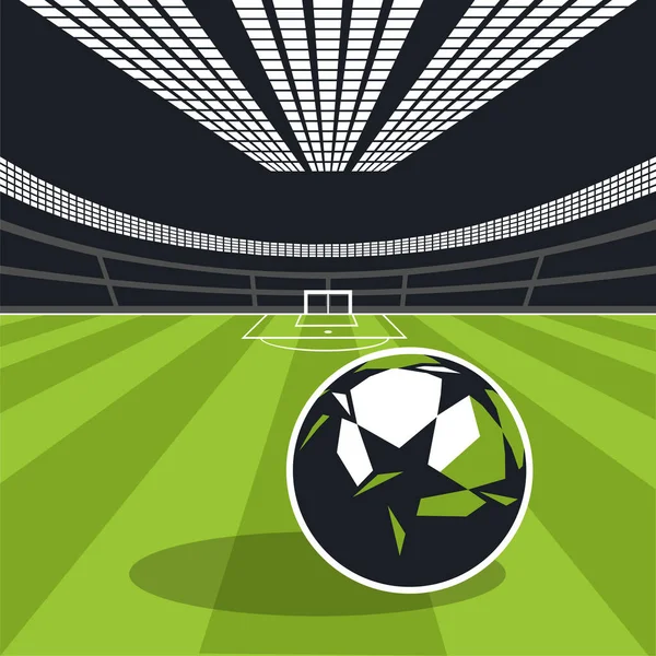 Футбольный Мяч Футбольном Поле Цветная Векторная Иллюстрация — стоковый вектор