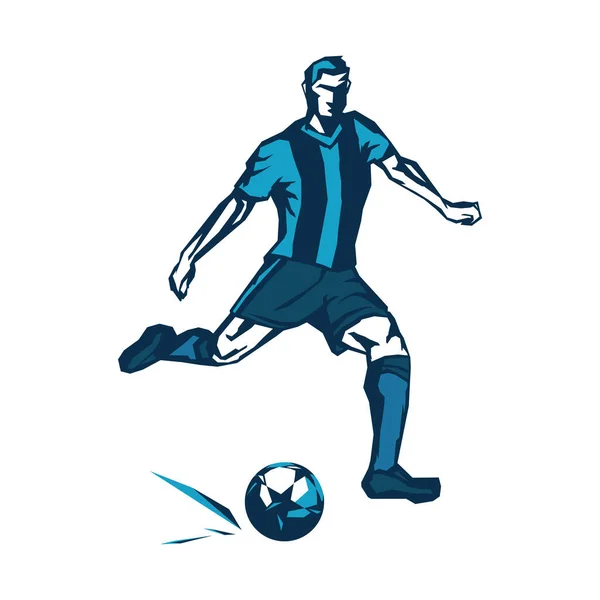 Jugador Fútbol Con Una Pelota Imagen Aislada Color Sobre Fondo — Vector de stock