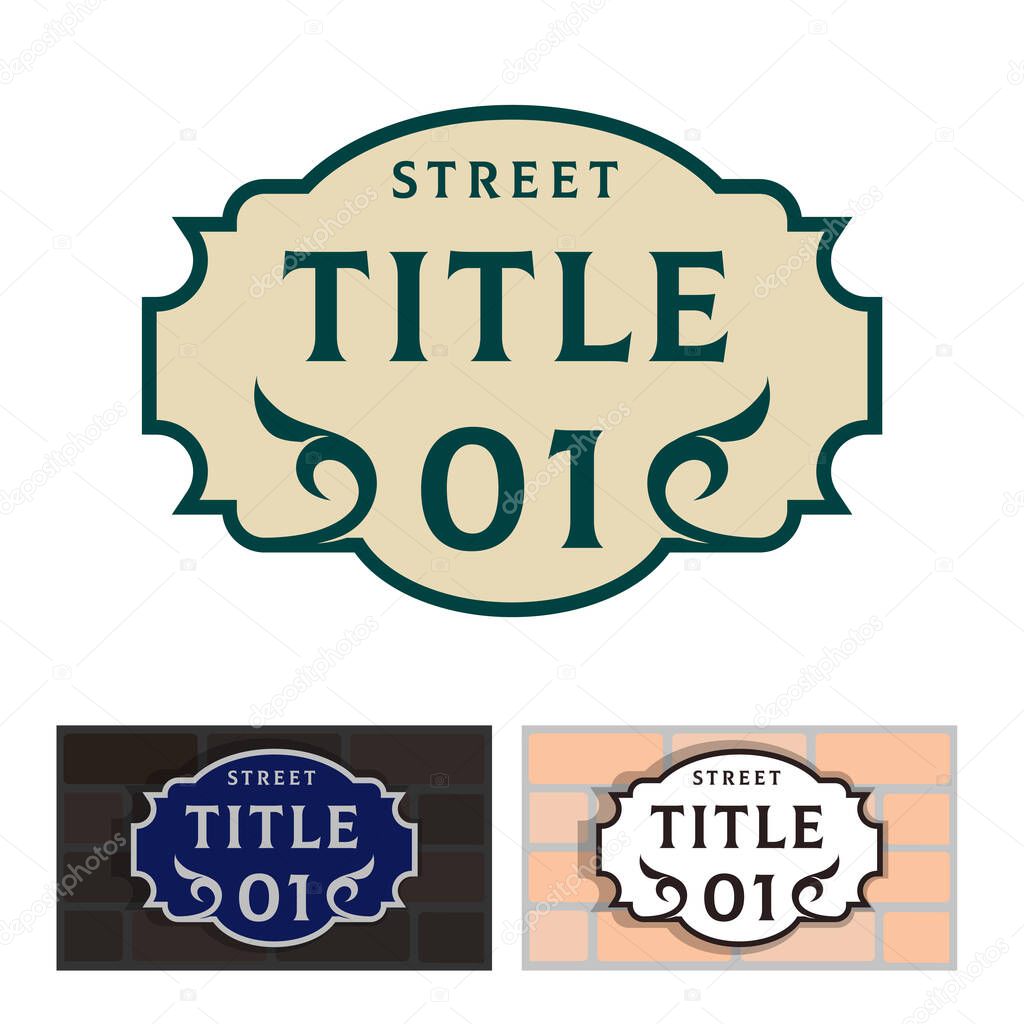 Addressable figured plate with a street number for residential and non-residential premises, houses, shops, cafes. Different colors pattern, isolated vector illustration