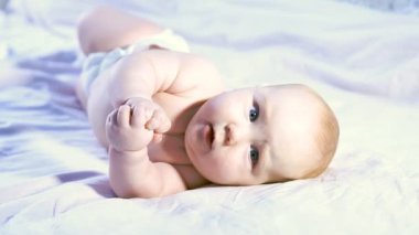 Newborn baby in the child bed