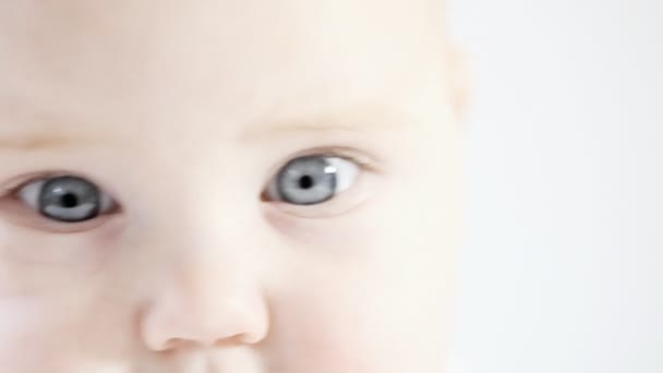 Bright closeup portrait of adorable baby — Stock Video