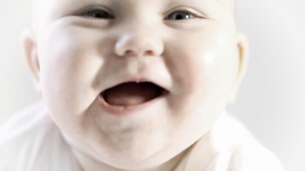 Bright closeup portrait of adorable baby — Stock Video