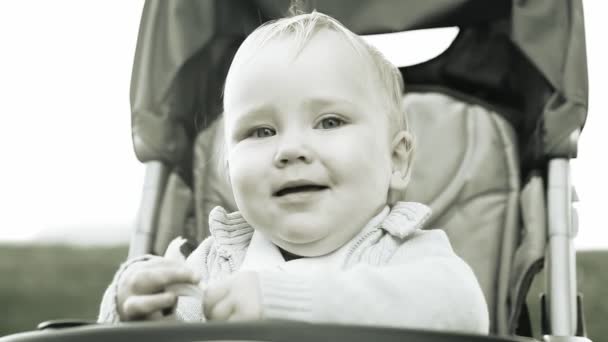 Baby im Freien lächelnd — Stockvideo