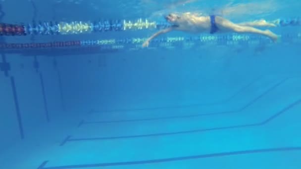 Bela vista subaquática de natação estilo livre — Vídeo de Stock