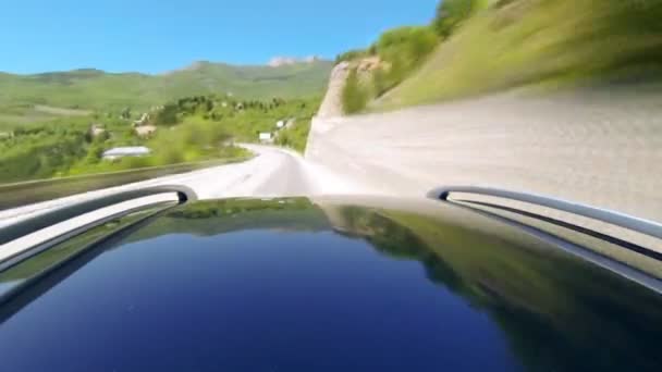 Timelapse view of car on the speed at the beautiful road with mountains. — Stock Video