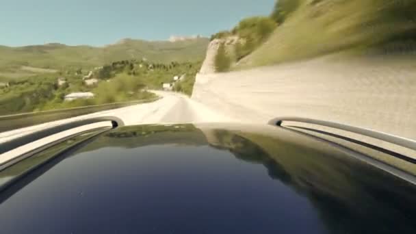 Timelapse view of car on the speed at the beautiful road with mountains. — Stock Video