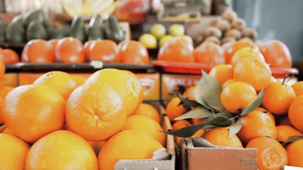 Dynamische uitzicht op gezond fruit eten — Stockvideo