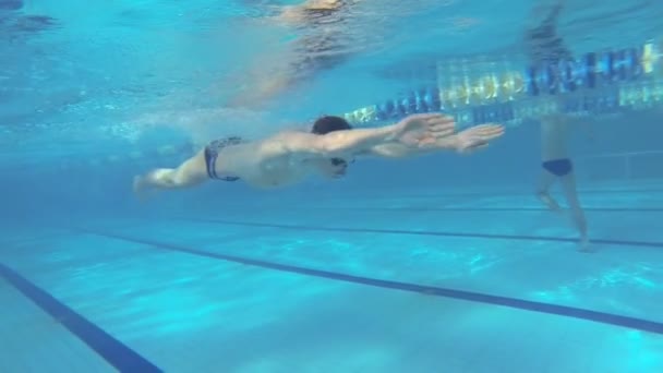 Krásný podvodní pohled plavání breaststorke styl — Stock video