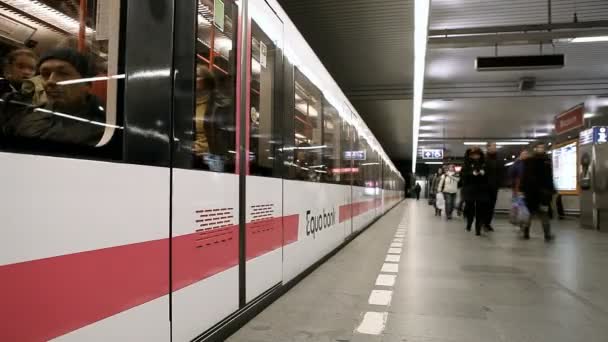 Timelapse görünümünü metro tren istasyonu üzerinde — Stok video