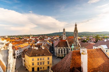 SOPRON, HUNGARY - AUGUST 13, 2021: View on the city Sopron a sunny summer day from the Medieval Fire Tower. clipart