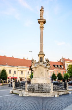 SOPRON, HUNGARY - 14 Ağustos 2021: Macaristan Sopron 'da Aziz Mary heykeli