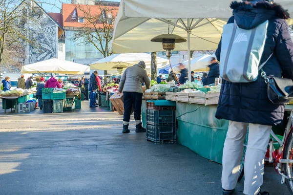 Ljubljana Slovinsko Června 2022 Pohled Centrální Trh Plecnik Lublaň Zatímco — Stock fotografie