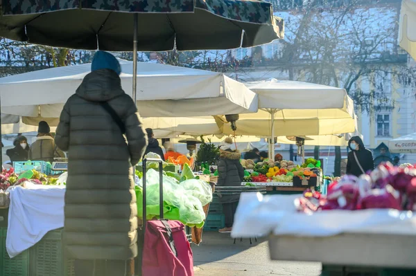 Ljubljana Slovinsko Června 2022 Pohled Centrální Trh Plecnik Lublaň Zatímco — Stock fotografie