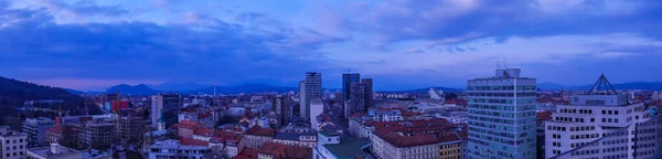 Paisaje Panorámico Gran Angular Vista Aérea Sobre Ciudad Liubliana Eslovenia —  Fotos de Stock