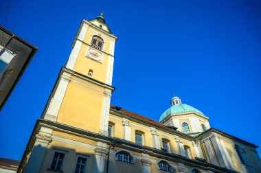 LJUBLJANA, SLOVENIA - 15 Şubat 2022: Ljubljana, Slovenya Aziz Nicholas Katedrali