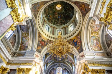 LJUBLJANA, SLOVENIA - 15 Şubat 2022: Ljubljana, Slovenya Saint Nicholas Katedrali