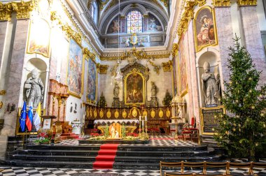 LJUBLJANA, SLOVENIA - 15 Şubat 2022: Ljubljana, Slovenya Saint Nicholas Katedrali