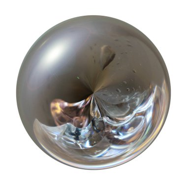 Üç boyutlu grafikler. Beyaz arkaplanda izole edilmiş ıslak metal krom top