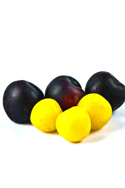 Simply dark blue and yellow plums — Stock Photo, Image