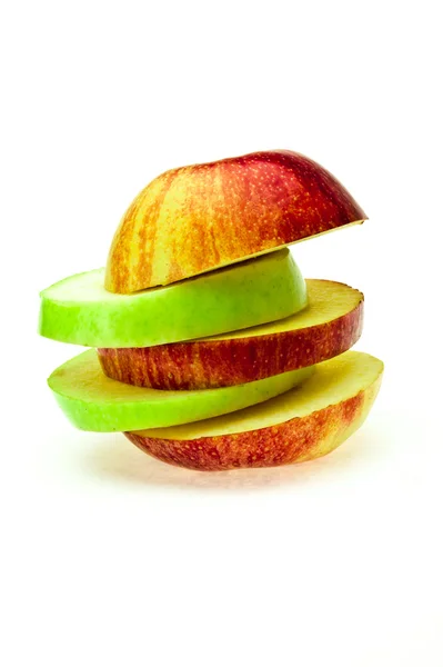 Pocięte czerwone i zielone jabłko — Zdjęcie stockowe
