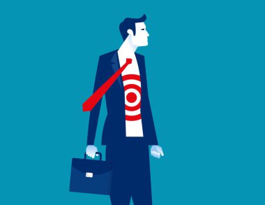 Takım elbisede hedef sembolü görünüyor. İşe alım hedef vektör kavramı